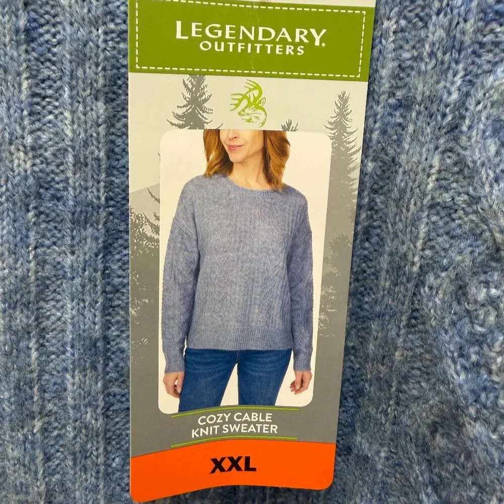 Legendary Outfitters Women's Cable Knit Sweater Size XXL Blue Heather Cozy Soft